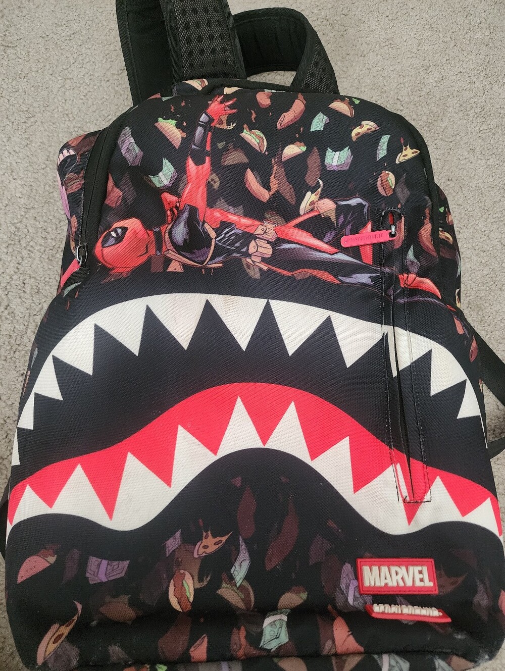 SPRAYGROUND Deadpool Shark Mouth Backpack MARVEL Taco/$ Print, LIMITED EDITION